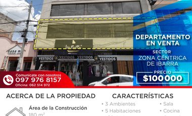 De venta DEPARTAMENTO en el centro de Ibarra