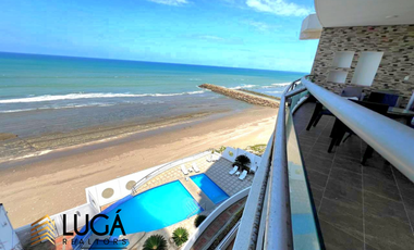 Departamento 3 dormitorios amoblado frente al mar en renta, sector Barbasquillo, Manta