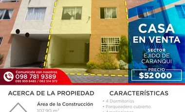CASA DE VENTA EN CARANQUI - CONJUNTO LOS ALMENDROS, IBARRA