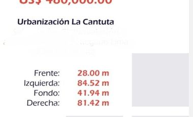 EXCTE.TERRENO EN URB.LA CANTUTA