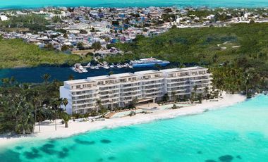 Condo en venta con vista al mar, terraza amplia, Centro, Isla Mujeres