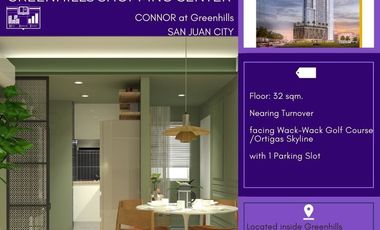Studio Unit with Balcony facing Wack-wack Golf Course, with Parking Slot