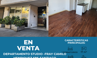 DEPARTAMENTO HERMOSO STUDIO FRAY CAMILO METRO IRARRAZABAL  1.350 UF