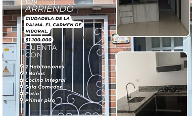SE ARRIENDA CASA EN CIUDADELA DE LA PALMA. EL CARMEN DE VIBORAL