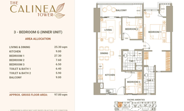 3BR Condo Near SM Grand central Calinea DMCI Homes