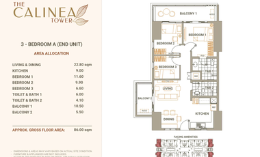 3BR Condo Near SM Grand central Calinea DMCI Homes