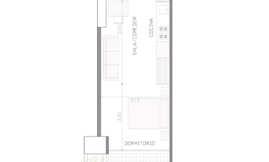 1302 Inversión segura: La Carolina Studio 34,65 m con balcón 5,46 m  y vista de Venta.