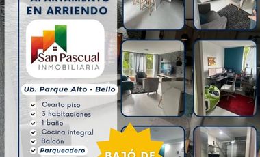 🏡ARRIENDO🏡Hermoso apartamento en conjunto residencial Parque Alto, barrio el Trapiche-primavera, Bello (Ant)