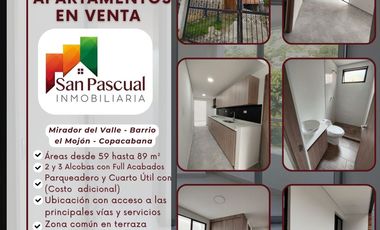 💥VENDO 💥Hermosos Apartamentos para estrenar en Barrio el Mojón  - Copacabana - Mirador del Valle