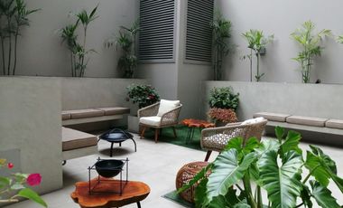 Alquilo Departamento Amoblado 54 m2 Vista Externa 2 Dormitorios Cochera y Áreas Comunes en Barranco