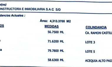 OFERTA TERRENO EN VENTA -PAIJAN