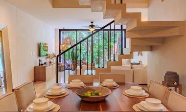 Vista verde garantizada! Exclusiva Propiedad de 2 recámaras con Jardín y Alberca en Luum Zama, Aldea Zama