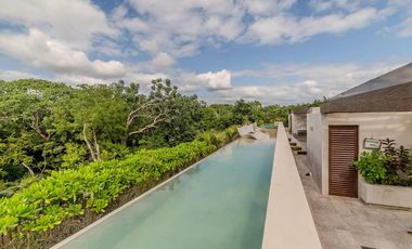 Vista verde garantizada! Exclusiva Propiedad de 2 recámaras con Jardín y Alberca en Luum Zama, Aldea Zama