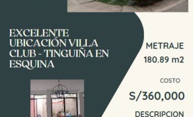Casa en venta - ocasion - condominio villa club - La Tinguiña - 181 m2 en Esquina.