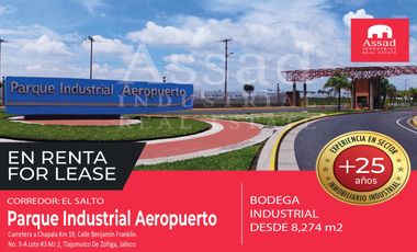 Renta de Bodega Industrial 8,274 m² | PARQUE INDUSTRIAL AEROPUERTO | El Salto