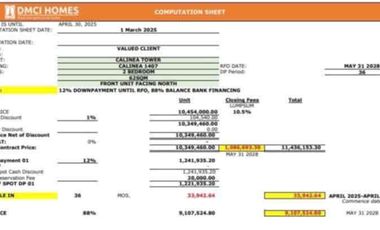 17K 25K 35K Monthly DP STUDIO , 1BR , 2BR, 3BR Calinea Tower Caloocan City TURN OVER MAY 2028