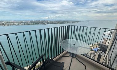 FOR RENT - FURNISHED 1BEDROOM WITH SEAVIEW BALCONY IN MANDANI BAY, MANDAUE CEBU. FRONT SEAVIEW UNIT.