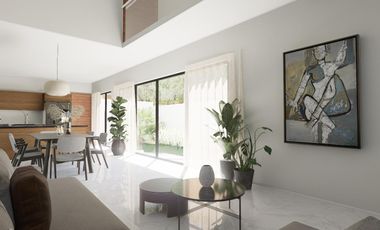 CASA FUNCIONAL CON UNA REC. ABAJO Y DOBLE ALTURA Y AMPLIO JARDIN