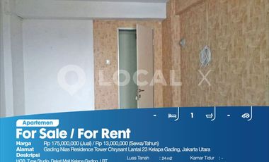Apartemen Gading Nias Residence Tower Chrysant Lantai 23 Kelapa Gading, Jakarta Utara