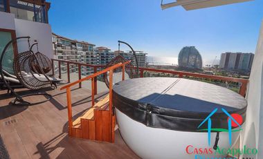 Departamento en venta con roof garden, jacuzzi y extraordinaria vista al mar.