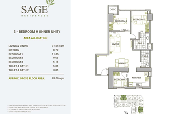 Sage Residences Penthouse 3BR Three Bedroom with Parking Near Makati CBD FOR SALE WC225