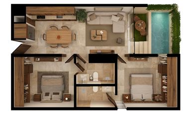 Departamento 1R en venta en Pionera, Conkal.