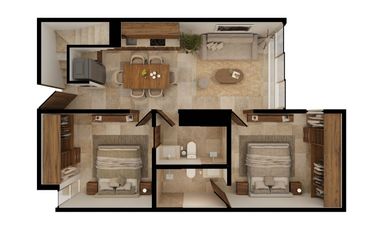 Departamento 1R en venta en Pionera, Conkal.