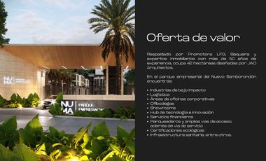 En venta terreno en Parque empresarial NUMA, via al PAN, Samborondon