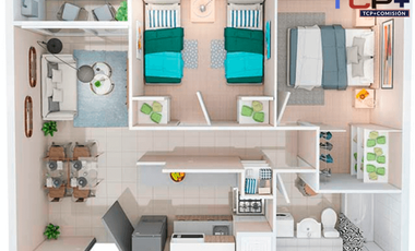 Departamento   2D1B 44 m2 valor 2258 uf Cero pie al 90% al 85% paga 5% al 80% paga 10% Bono pie 5% y 10%. Subsidio Tasa Rebajada