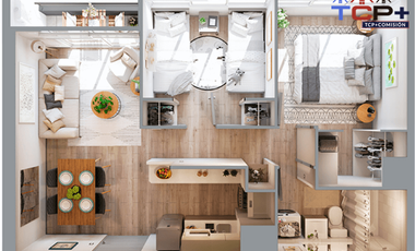 Departamento 2d1b 44 m2 valor 2665 uf compra compra sin pagar pie aprobado al 90% al  85% paga 5% al 80% paga 10%. Subsidio Tasa Rebajada