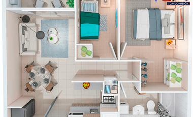 Departamento San Joaquín Planta 2d1b 37 m2 valor 2427  uf ,compra sin pagar pie al 90% al 85% al 80% solo paga un 5%