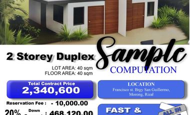 2 Storey Duplex type INNO HOMES MORONG