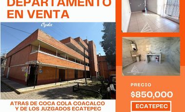 VENTA DEPARTAMENTO 3 RECAMARAS EN BARRIO NUEVO TULTITLAN $850MIL