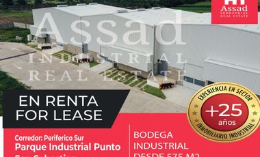 Renta de Bodega Industrial 575m² | PARQUE INDUSTRUIAL PUNTO SAN SEBASTIAN | El Salto