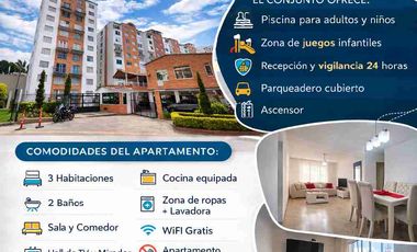 Arriendo apartamento amoblado en Diamante 2