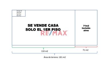 Se Vende Casa Primer Piso De 181M2 (incluye Triplex En Patio Interno), San Juan de Lurigancho