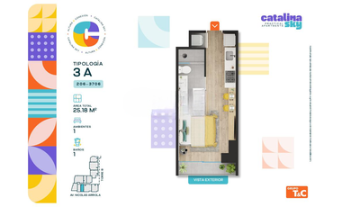 Moderno Departamento De 1 Dormitorio Loft En La Mejor Zona - Sta Catalina 3A