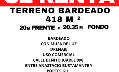 TERRENO EN RENTA POR AV LOPEZ MATEOS Y PERIFERICO SUR