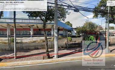 LOTE COMERCIAL CON AMPLISIMO USO DE SUELO SOBRE AV. PROL. DIVISION DEL NORTE VENDO 6,939 M2 CON DOS FRENTES
