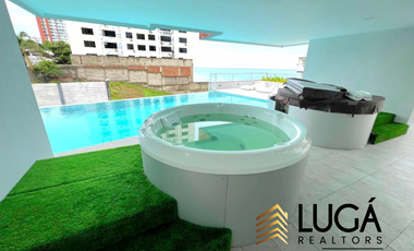 Suite por estrenar frente al mar en venta, cerca al Mall del Pacífico, sector Playa Murciélago, Manta, Ecuador