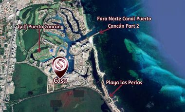 Casa con acceso a la playa, en venta, Puerto Cancún