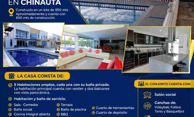 VENDO HERMOSA CASA EN CHINAUTA ANTES DEL PEAJE EXCELENTE UBICACIÓN.