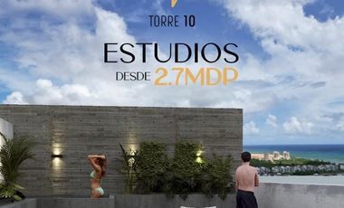 SE VENDEN ESTUDIOS EXCLUSIVOS CON VISTAS AL MAR DESDE EL SEGUNDO NIVEL EN PLAYA DEL CARMEN Y A UNA CUADRA DE LA QUINTA AVENIDA