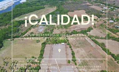 Terrenos en la barra de navidad con financiamiento, puerto escondido