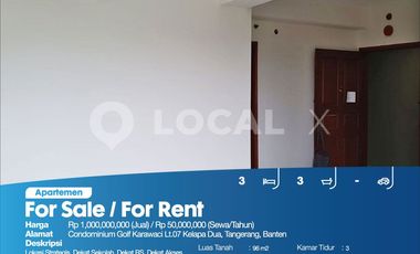 Apartemen Condominium Golf Karawaci Lt.07 Kelapa Dua, Tangerang, Banten