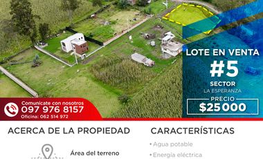 LOTE#5 EN VENTA-LA ESPERANZA, IBARRA, IMBABURA