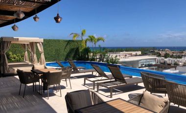 Estudio amueblado, vista al mar desde el rooftop, en venta, Cocobeach Playa del Carmen