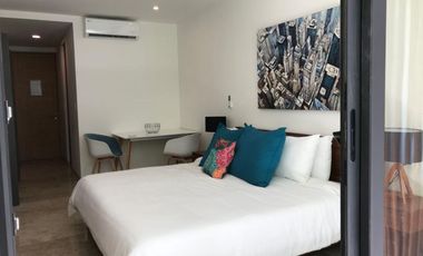 Estudio amueblado, vista al mar desde el rooftop, en venta, Cocobeach Playa del Carmen