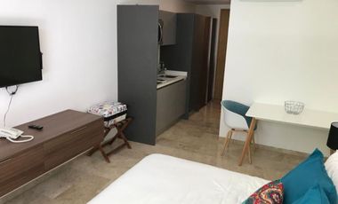 Estudio amueblado, vista al mar desde el rooftop, en venta, Cocobeach Playa del Carmen