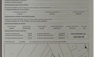 Se vende bonita casa en Tepeyac, Cuautla, Morelos